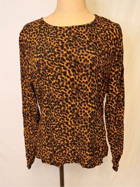 Just Female Leopard Print Long Sleeve Top - Brown/Black